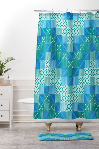 Jacqueline Maldonado Ultra Steady Blue Green Shower Curtain And Mat