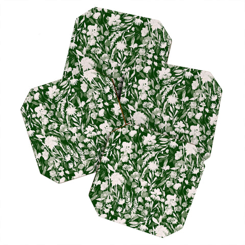 Jacqueline Maldonado Upside Floral Winter Green Coaster Set