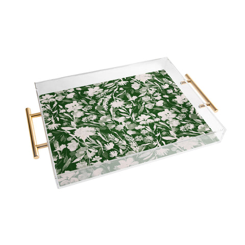 Jacqueline Maldonado Upside Floral Winter Green Acrylic Tray