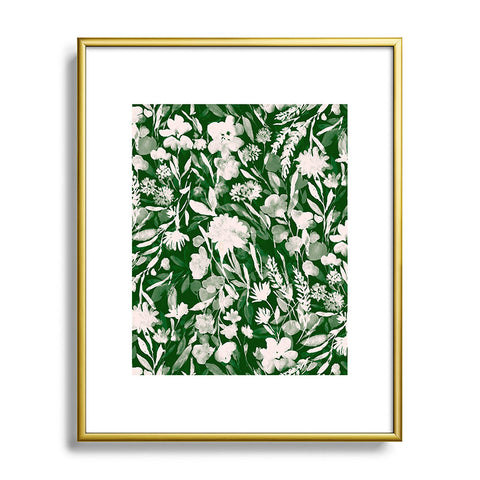 Jacqueline Maldonado Upside Floral Winter Green Metal Framed Art Print