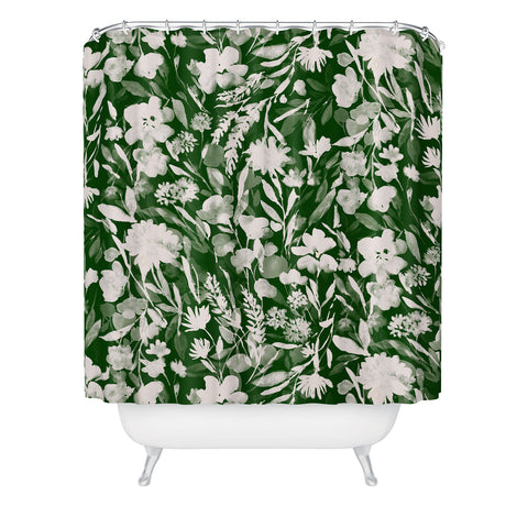 Jacqueline Maldonado Upside Floral Winter Green Shower Curtain