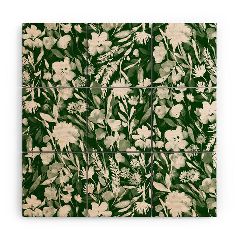Jacqueline Maldonado Upside Floral Winter Green Wood Wall Mural