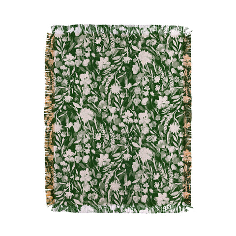 Jacqueline Maldonado Upside Floral Winter Green Throw Blanket