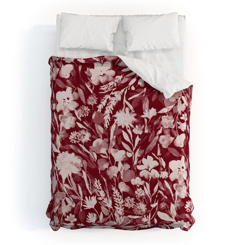 Jacqueline Maldonado Upside Floral Winter Red Duvet Cover