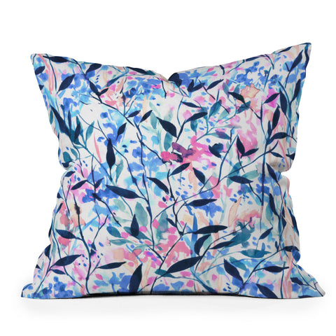 Jacqueline Maldonado Wandering Wildflowers Blue Outdoor Throw Pillow