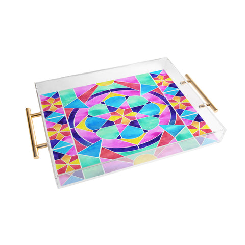 Jacqueline Maldonado Watercolor Geometric 1 Acrylic Tray