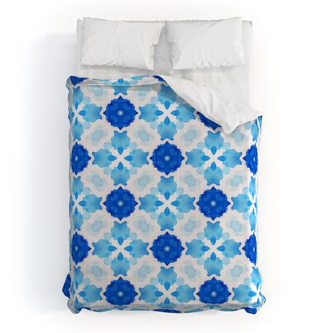 Jacqueline Maldonado Watercolor Geometry Blue Duvet Cover