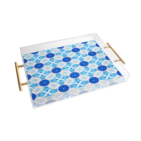 Jacqueline Maldonado Watercolor Geometry Blue Acrylic Tray