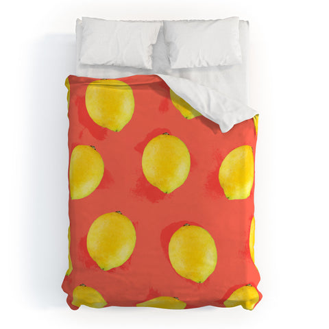 Jacqueline Maldonado Watercolor Lemons Duvet Cover