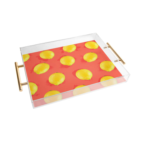 Jacqueline Maldonado Watercolor Lemons Acrylic Tray