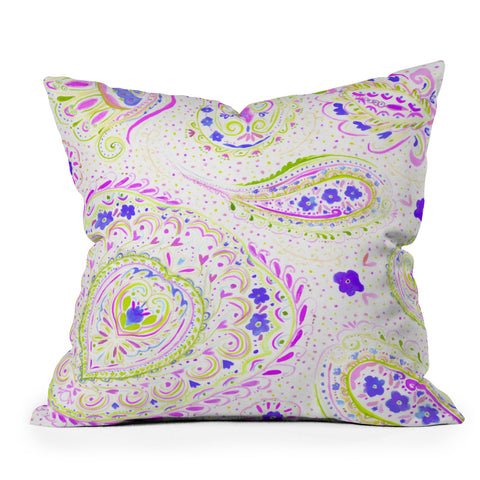 Jacqueline Maldonado Watercolor Paisley Purple Outdoor Throw Pillow