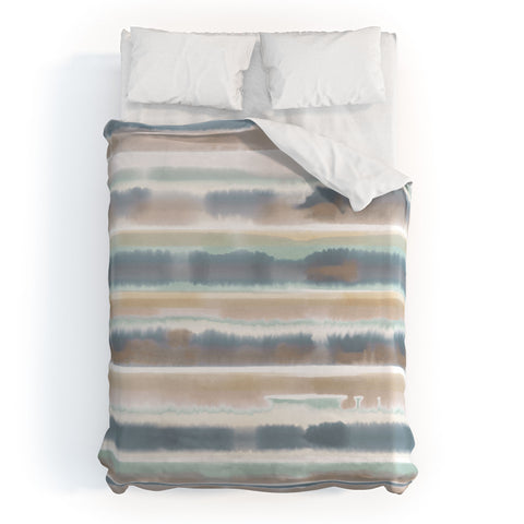 Jacqueline Maldonado Watercolor Stripes Earthy Duvet Cover