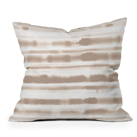 Jacqueline Maldonado Watercolor Stripes Taupe Outdoor Throw Pillow