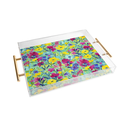 Jacqueline Maldonado Wild Garden Aqua Acrylic Tray