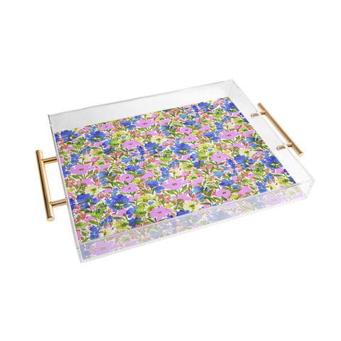 Jacqueline Maldonado Wild Garden Pink Green Blue Acrylic Tray