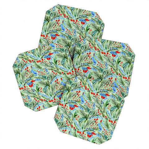 Jacqueline Maldonado Winter Floral Light Green Coaster Set