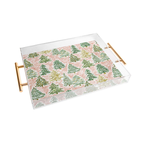 Jacqueline Maldonado Winter Tree Farm Peach Acrylic Tray