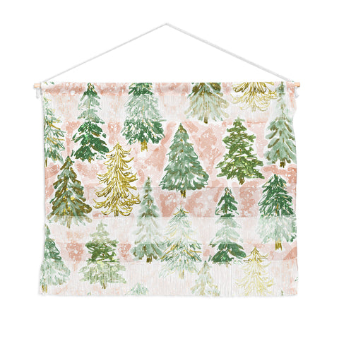 Jacqueline Maldonado Winter Tree Farm Peach Wall Hanging Landscape