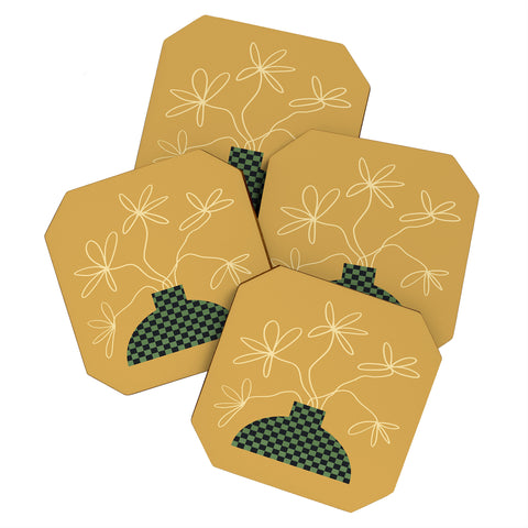 Jae Polgar Floral Vase Coaster Set