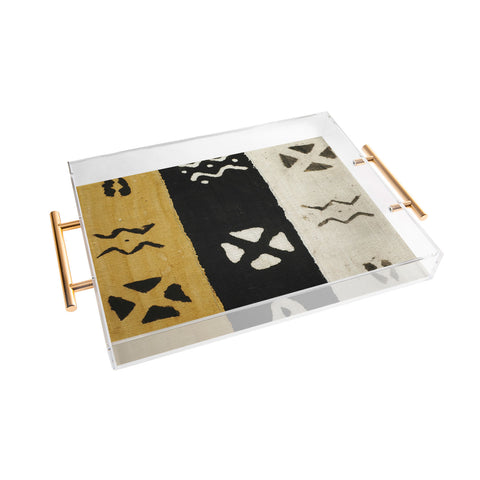 Jalah Black White and Yellow Mud Cloth Acrylic Tray