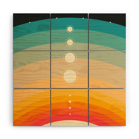 Jazzberry Blue THE SOLAR SYSTEM Wood Wall Mural