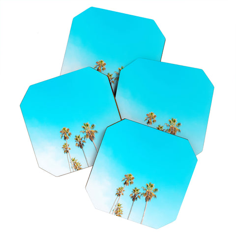 Jeff Mindell Photography Palms on Blue Coaster Set