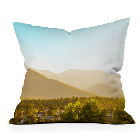 Jeff Mindell Photography Sunrise over Estes Park Outdoor Throw Pillow