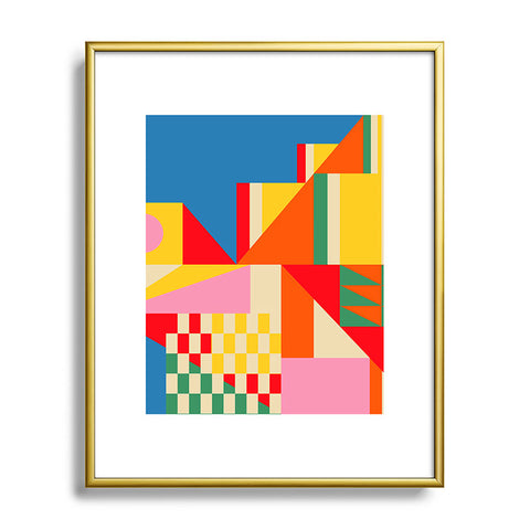 Jen Du Beach City Metal Framed Art Print