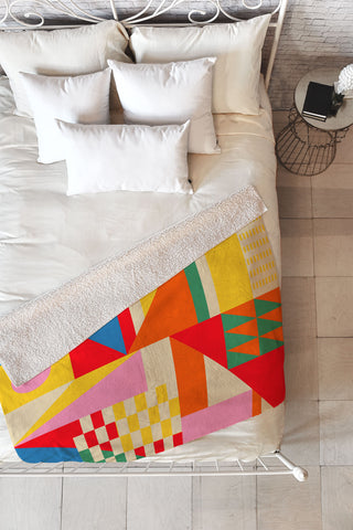 Jen Du Beach City Fleece Throw Blanket