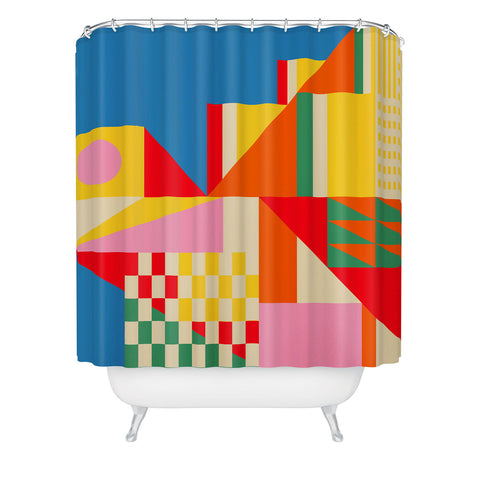 Jen Du Beach City Shower Curtain