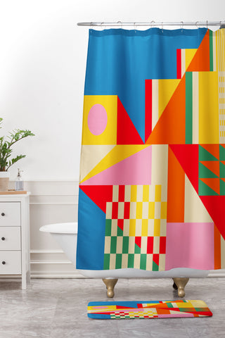 Jen Du Beach City Shower Curtain And Mat