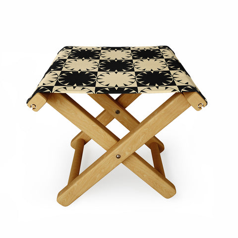 Jen Du Black and Beige Retro Folding Stool