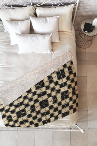 Jen Du Black and Beige Retro Fleece Throw Blanket