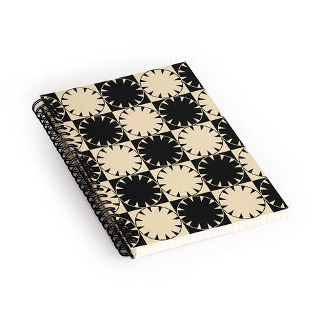 Jen Du Black and Beige Retro Spiral Notebook