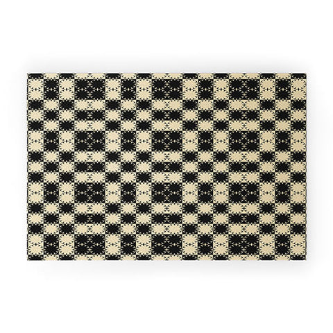 Jen Du Black and Beige Retro Welcome Mat