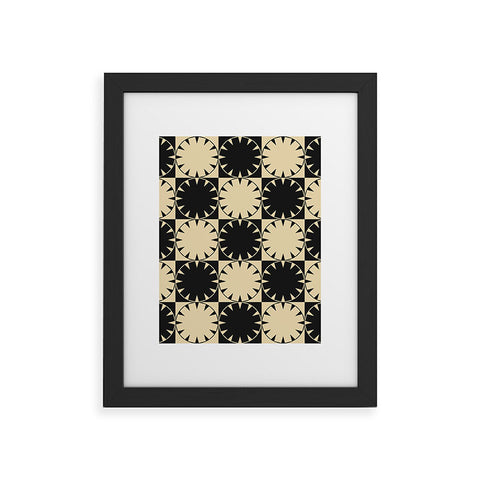 Jen Du Black and Beige Retro Framed Art Print