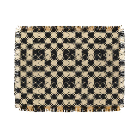 Jen Du Black and Beige Retro Throw Blanket