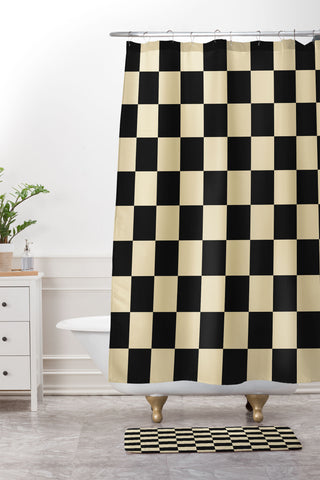 Jen Du Classy Checkerboard Shower Curtain And Mat