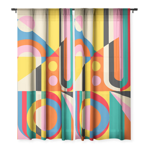 Jen Du Colorful Geometrics Sheer Non Repeat