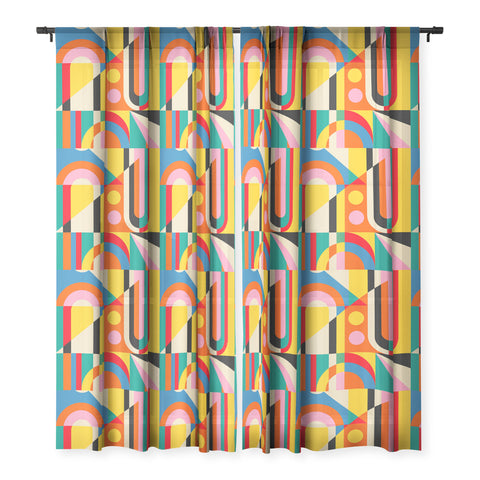 Jen Du Colorful Geometrics Sheer Window Curtain