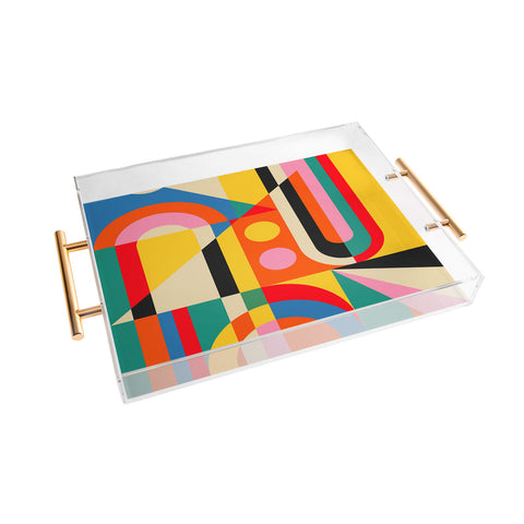Jen Du Colorful Geometrics Acrylic Tray