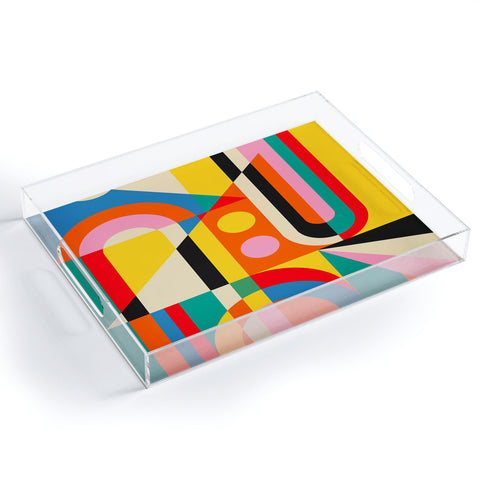 Jen Du Colorful Geometrics Acrylic Tray