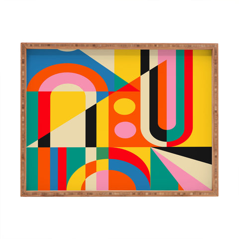 Jen Du Colorful Geometrics Rectangular Tray