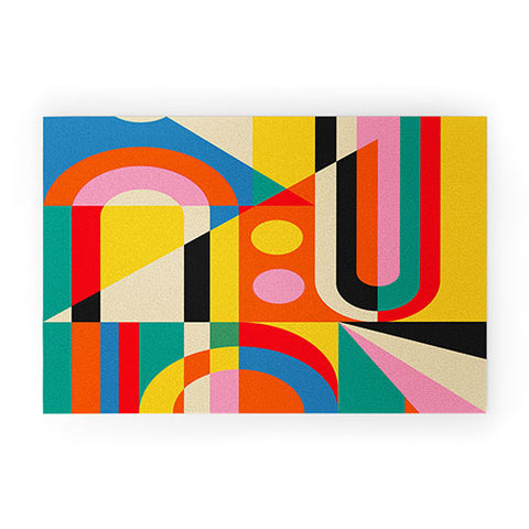 Jen Du Colorful Geometrics Welcome Mat