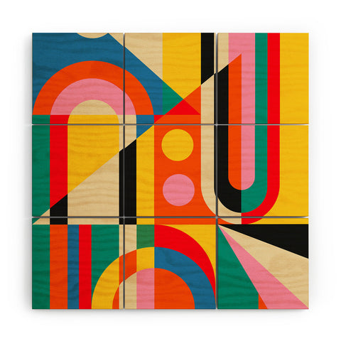 Jen Du Colorful Geometrics Wood Wall Mural