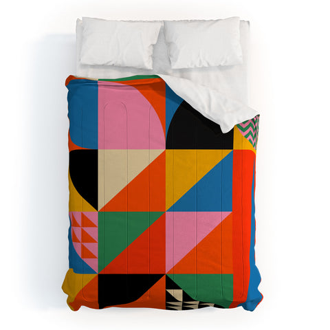 Jen Du Geometric abstraction in color Comforter