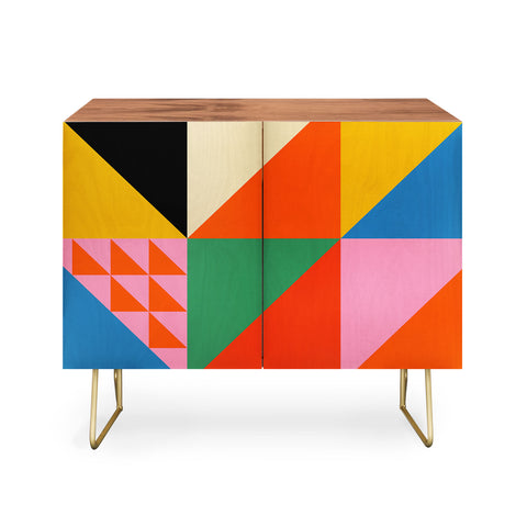 Jen Du Geometric abstraction in color Credenza