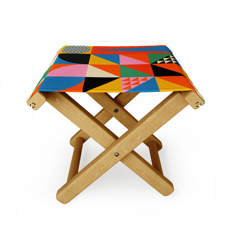 Jen Du Geometric abstraction in color Folding Stool