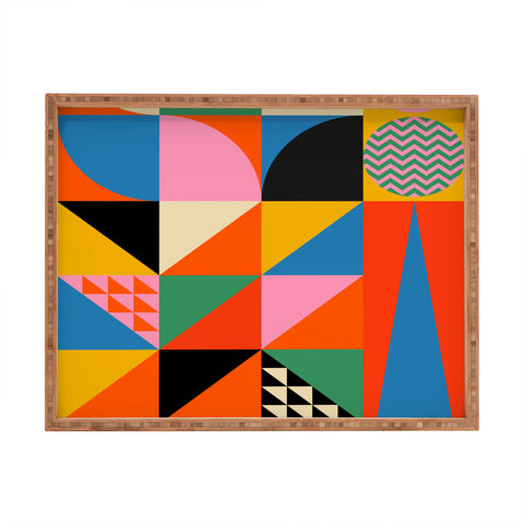 Jen Du Geometric abstraction in color Rectangular Tray