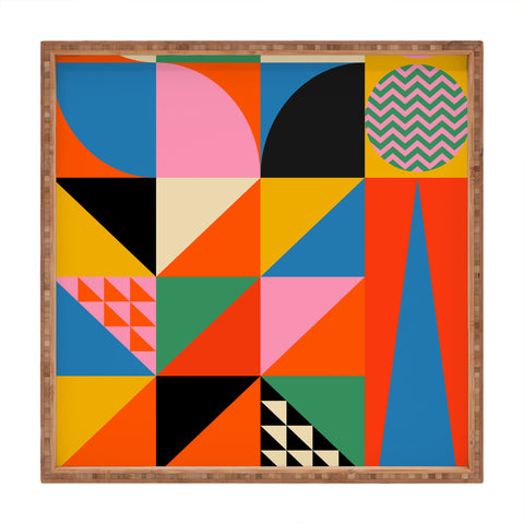 Jen Du Geometric abstraction in color Square Tray